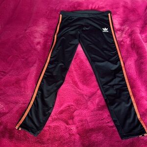 Adidas Women’s Black Leggings with Orange Accents